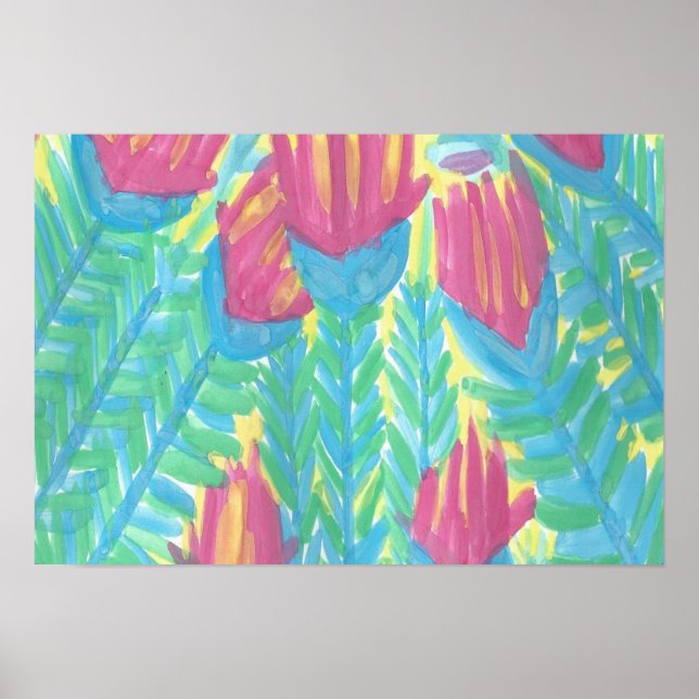 Lotus Garden Watercolor Art-utskrift Poster (Framsidan)