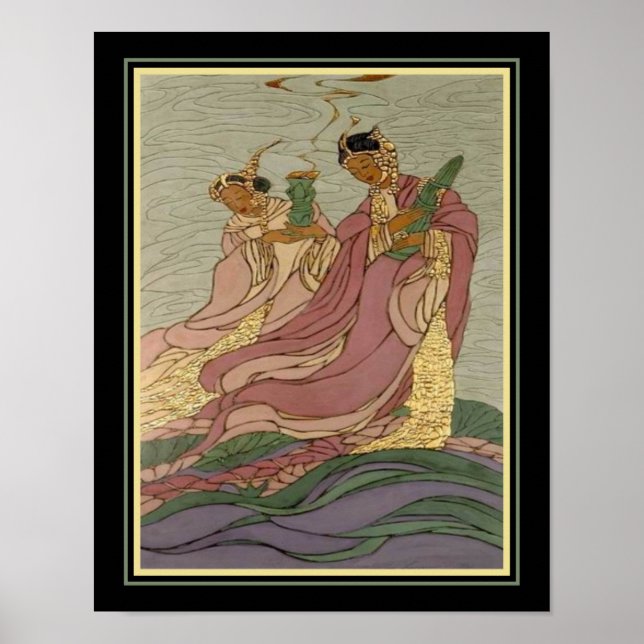 "Lotus Goddesses" ca. 1931 av Bertha Lum Poster (Framsidan)