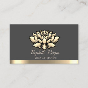 Lotus Gold Stripe Yoga Instruktör Visitkort