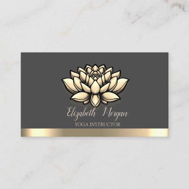 Lotus Gold Stripe Yoga Instruktör Visitkort (Framsida)