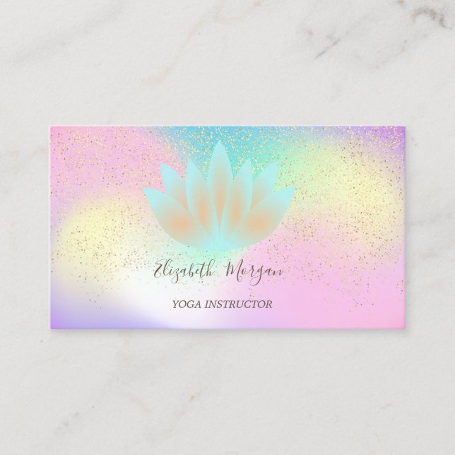 Lotus,Guld Confetti Yoga Instructor Lotus Visitkort (Framsida)