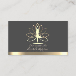 Lotus, Guld Kvinnlig Silhuett, Yogalärare Visitkort