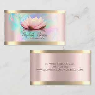 Lotus Guld Rand Rosa Guld Holografisk Bläck Yoga Visitkort