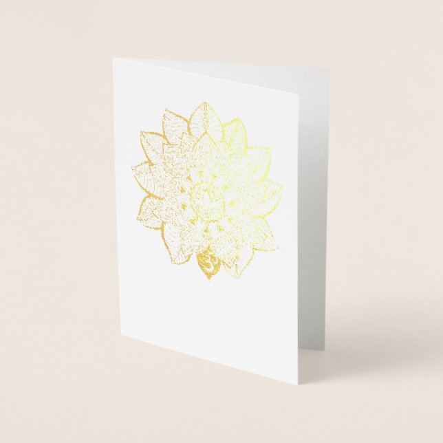 Lotus guldfärgat blankgratulationskort folierat kort (Framsida)