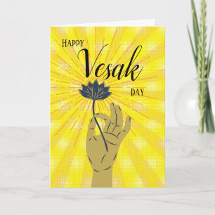Lotus i Hand, lycklig Vesak Day i Hand Kort