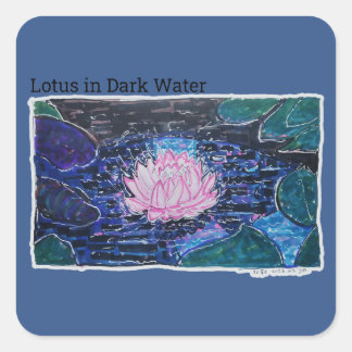 Lotus i mörkt vatten fyrkantigt klistermärke