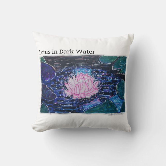 Lotus i mörkt vatten kudde (Framsida)