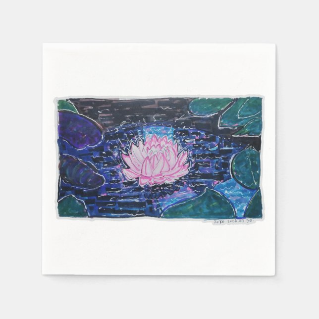 Lotus i mörkt vatten pappersservett (Framsidan)