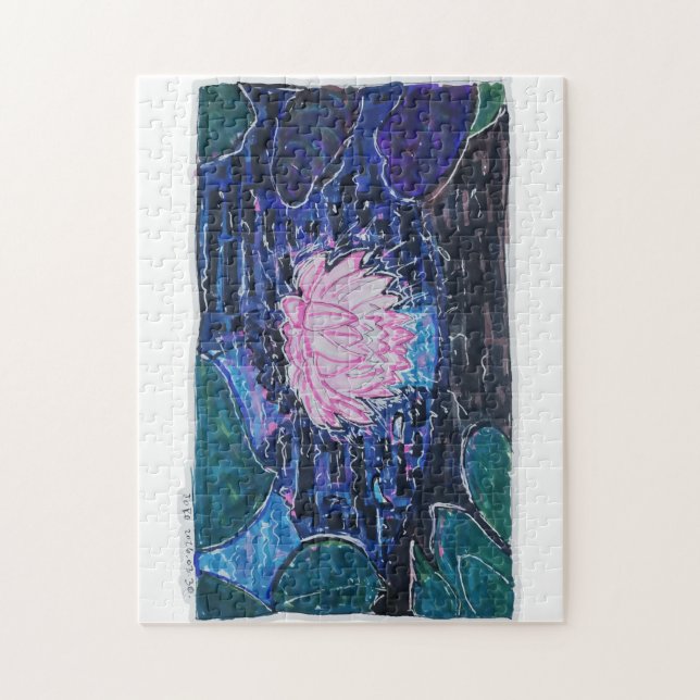 Lotus i mörkt vatten pussel (Vertikal)