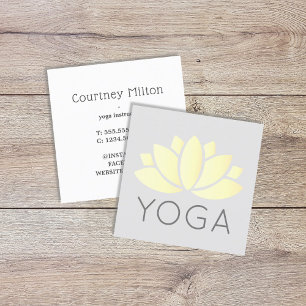Lotus Icon Grått Yoga Gult med minimal Elegant Fyrkantigt Visitkort