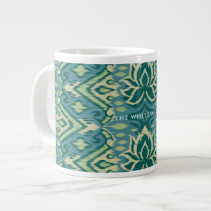 Lotus Ikat Mönster - White Lotus Jumbo Mugg