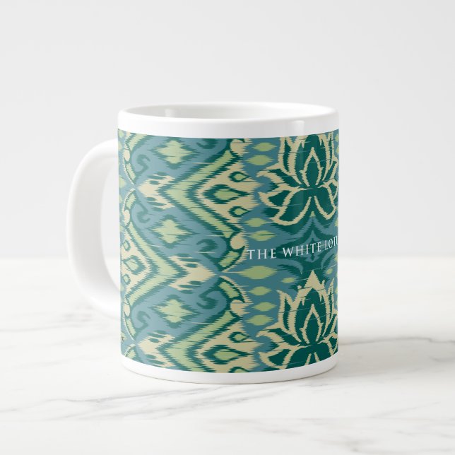 Lotus Ikat Mönster - White Lotus Jumbo Mugg (Framsida vänster)