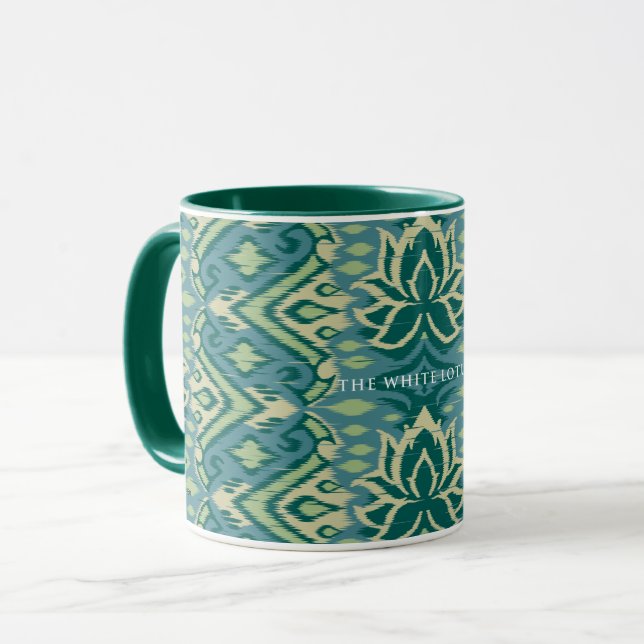 Lotus Ikat Mönster - White Lotus Mugg (Framsida vänster)