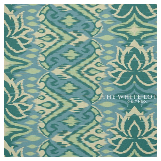 Lotus Ikat Mönster - White Lotus Tyg (Provkarta)