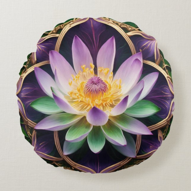 Lotus Illumation Design Round Pillow Rund Kudde (Framsidan)