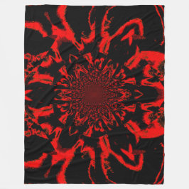 Lotus in Black and Red Satin Fleece Blanket