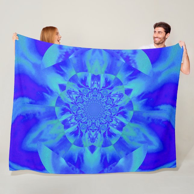 Lotus in Blue Satin Fleece Blanket (På plats)