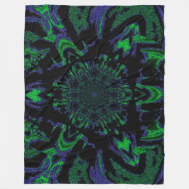 Lotus in Grönt and Blue Satin Fleece Blanket