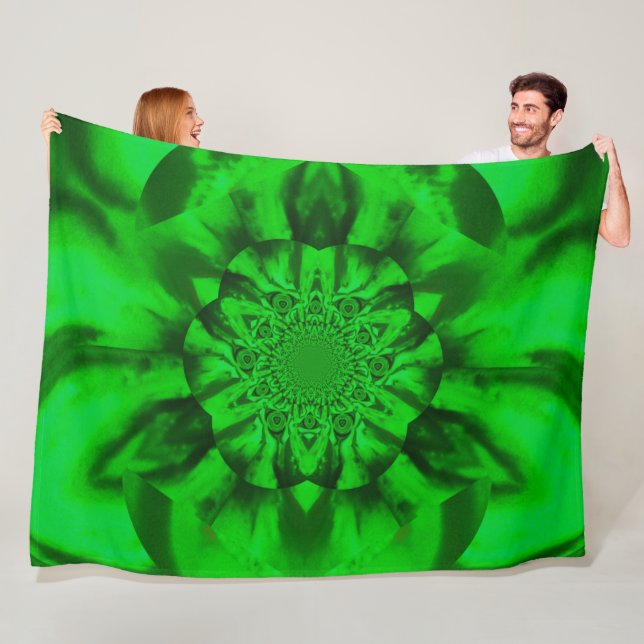 Lotus in Grönt Satin Fleece Blanket (På plats)