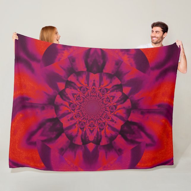 Lotus in Red Satin Fleece Blanket (På plats)
