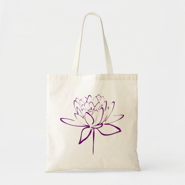 Lotus kalligrafi (lila) tygkasse (Framsidan)