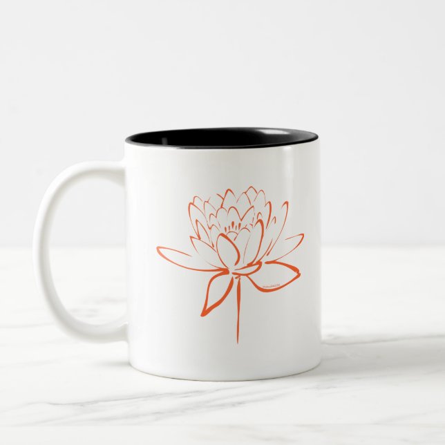 Lotus kalligrafi (Orange) Två-Tonad Mugg (Vänster)
