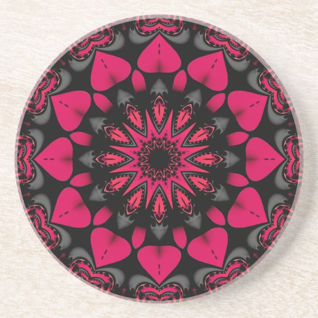 Lotus kärleksmandala rosa svart underlägg (Framsidan)