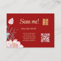 Lotus Kinesisk Bröllops QR-kod RSVP Online