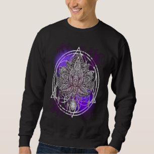 Lotus Kristaller Zen Blomma Av Livet Hippie Sakral Lång Ärmad Tröja