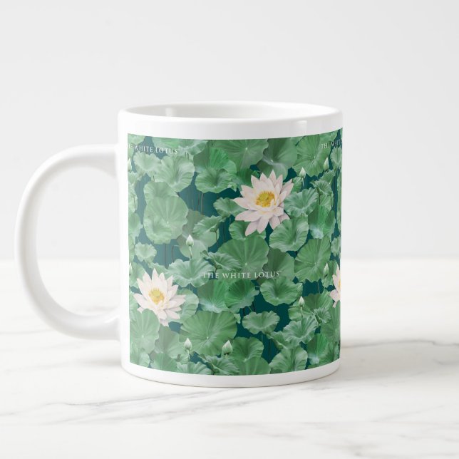 Lotus Lagoon Mönster - White Lotus Jumbo Mugg (Vänster)