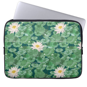 Lotus Lagoon Mönster - White Lotus Laptop Fodral
