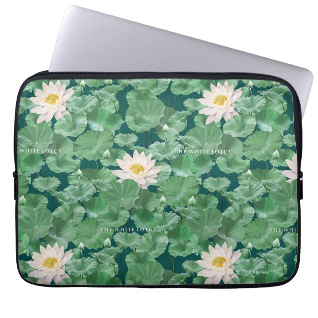 Lotus Lagoon Mönster - White Lotus Laptop Fodral (Framsidan)