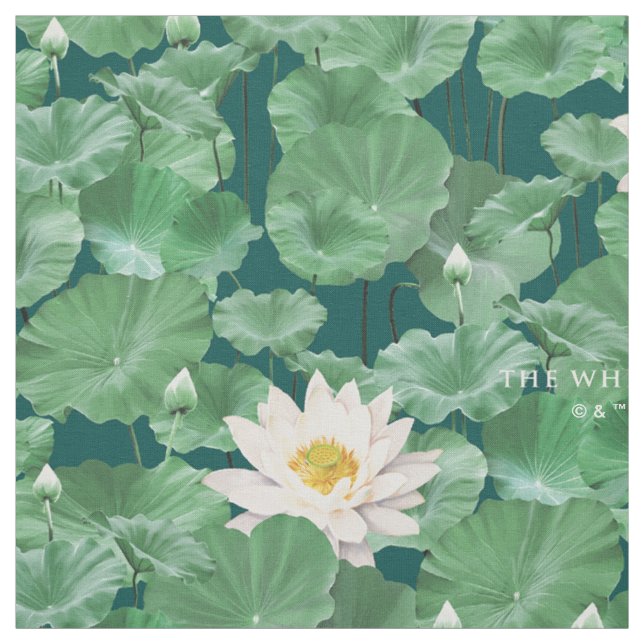 Lotus Lagoon Mönster - White Lotus Tyg (Provkarta)