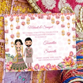 Lotus lanterns Indian bröllop budget Mehndi inbjud
