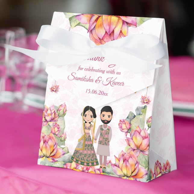 Lotus lanterns Indian bröllop personlig Presentaskar (Lotus lanterns Indian wedding personalized Favor Box)