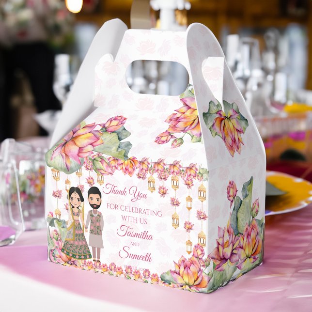 Lotus lanterns Indian mehndi personlig Presentaskar (Lotus lanterns Indian mehndi personalized Favor Box)