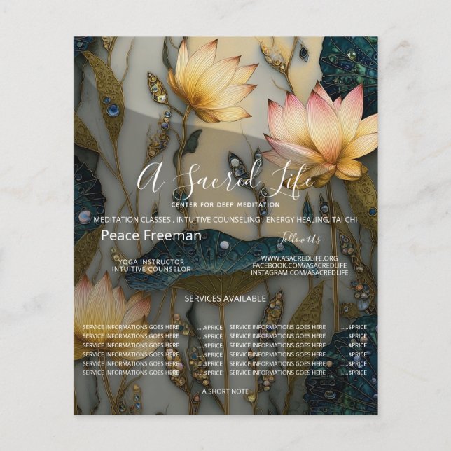 Lotus Light Awakening | botanisk design Flygblad (Framsidan)