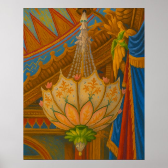 Lotus Light - Royal Pavilion Chandelier-utskrift Poster (Framsidan)