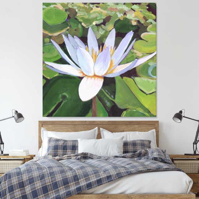 Lotus Lilja Stor Blomma Canvastryck (Insitu (sovrum))