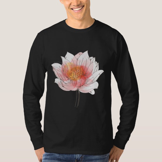 Lotus Lily Meditation Flower T Shirt (Framsida)