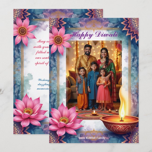 Lotus Lounge Diwali Grattiskort Inbjudningar (Fram/baksida)