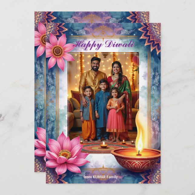 Lotus Lounge Diwali Greeting Card Inbjudningar (Fram/baksida)