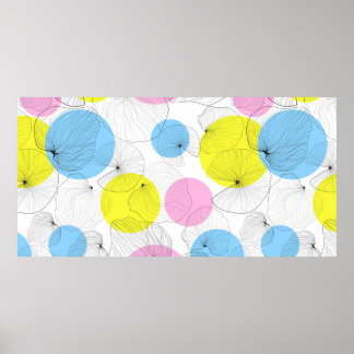 Lotus löv ritar för hand konturer med färgfläckar poster