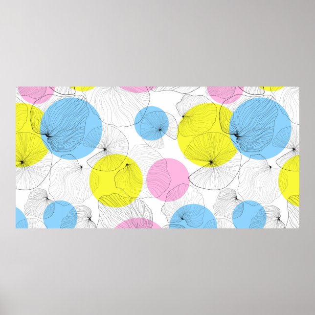 Lotus löv ritar för hand konturer med färgfläckar poster (Framsidan)
