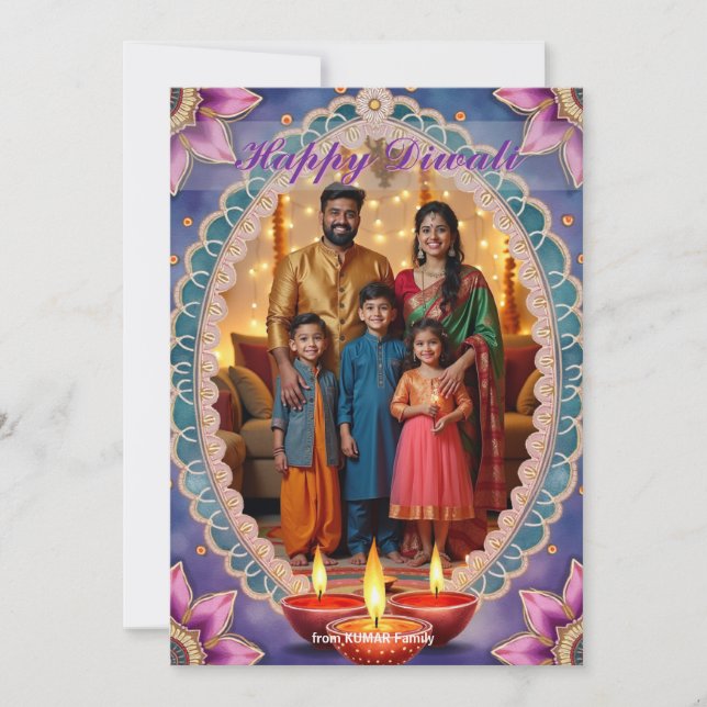 Lotus Luxe Diwali Grattiskort Inbjudningar (Framsida)