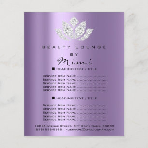 Lotus Makeup Beauty Salon LashFlyer Grått Lila Flygblad