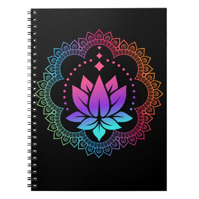 Lotus Mandala Andlig Reiki Master Yoga Chakra Anteckningsbok (Framsidan)