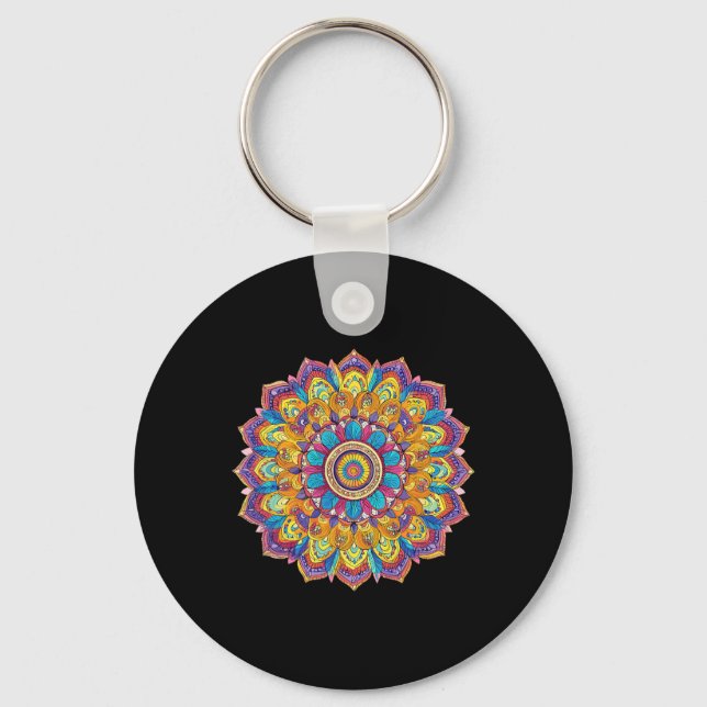 Lotus Mandala Boho Yoga Meditation  Nyckelring (Framsida)