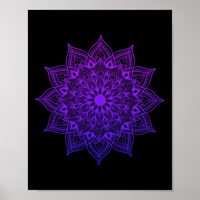 Lotus Mandala Buddha Zen Konst Sukkulent Botanisk  Poster (Framsidan)