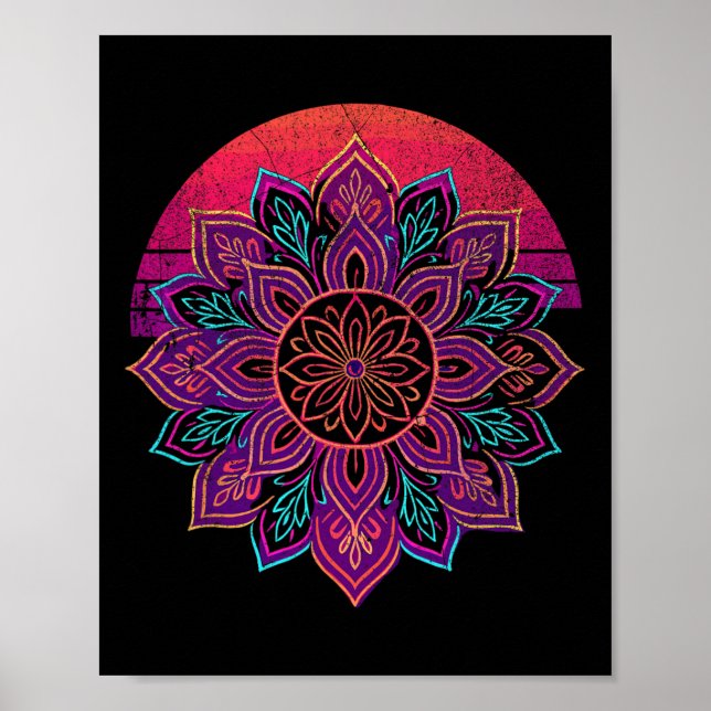 Lotus Mandala Buddha Zen Konst Sukkulent Botanisk  Poster (Framsidan)